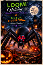 12ft Long Black Inflatable Spider — Loomi Holidays oversized Halloween yard inflatable with built-in LED lighting (10 of 12) 10