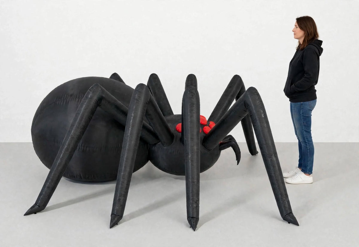 12ft Long Black Inflatable Spider — Loomi Holidays oversized Halloween yard inflatable with built-in LED lighting (7 of 12)