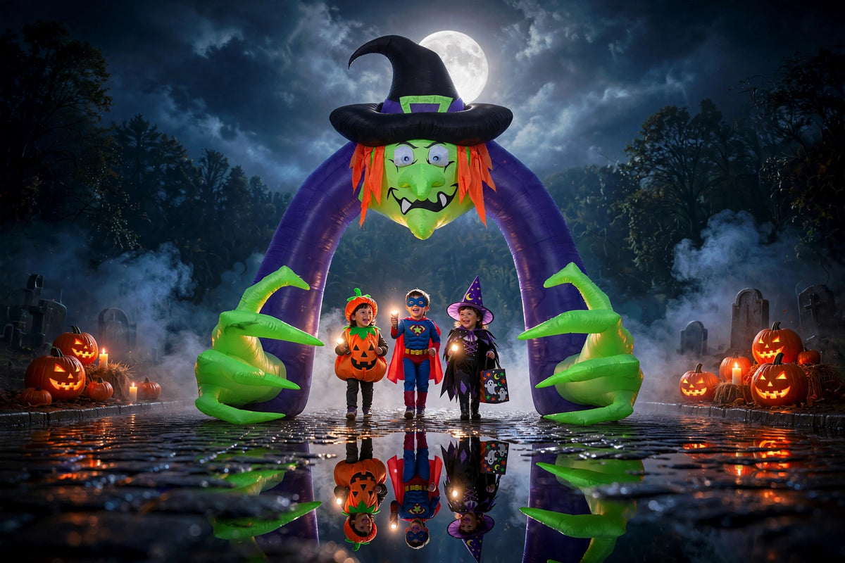 11ft Witch Inflatable Archway — Loomi Holidays oversized Halloween inflatable archway with built-in LED lighting (7 of 10)